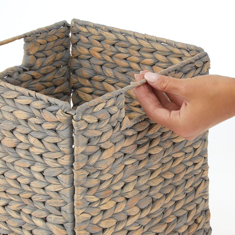 mDesign Hyacinth Woven Cube Bin Basket Organizer, Handles, 4 Pack, 5 of 8