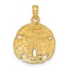 Black Bow Jewelry 14k Yellow Gold Textured Sand Dollar Pendant, 15mm - 3 of 4