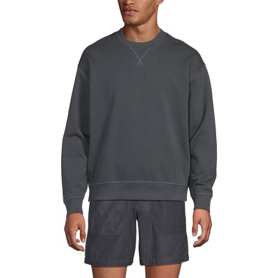 Lands' End Men's Long Sleeve French Terry Vintage Wash Crewneck Sweatshirt
