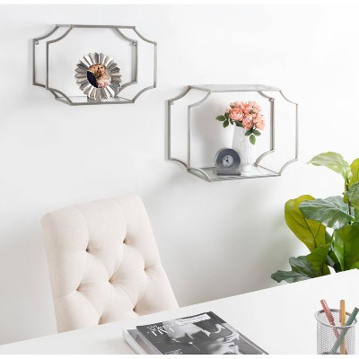 Ciel Silver Glass and Metal Wall Shelf Set