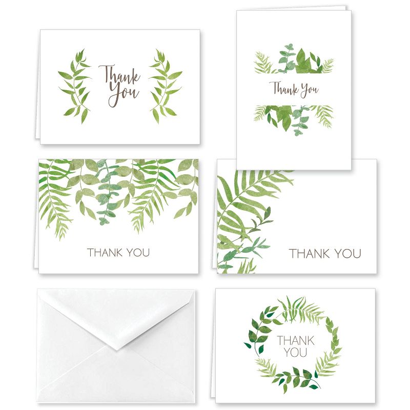 Paper Frenzy Elegant Ferns Thank You Note Cards and Envelopes - 25 pack, 1 of 7