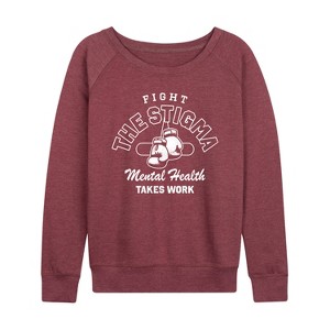 Women's - Instant Message - Fight the Stigma Inspirational Lightweight French Terry Wide Neck Long Sleeve Shirt - 1 of 4
