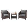 Sonkuki 3-Piece Patio Sofa Set Wicker Furniture Set Brown/Gray Rattan with Side Table - 2 of 4