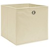 vidaXL 4-Piece Set of Non-Woven Fabric Storage Boxes - Modern Cream-Colored Foldable Organizer Bins for Wardrobe - 11"x11"x11" - 3 of 4