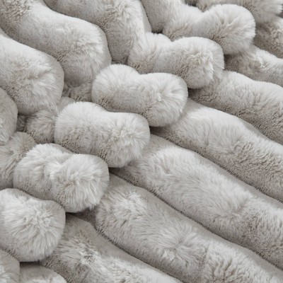 Gray Twin XL Faux Fur Reversible Comforter Set