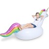Jasonwell Big Inflatable Unicorn Pool Float with Fast Valves, Large Rideable Blow Up Summer Beach Lounge Raft for Kids & Adults, White, X-Large - 3 of 4