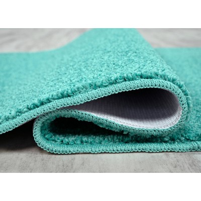 Sea Foam Green Plush Polypropylene 2-Piece Bath Rug Set