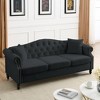 79" Velvet Chesterfield 3-Seater Sofa with Rolled Arms & Nailhead Trim - 2 of 4