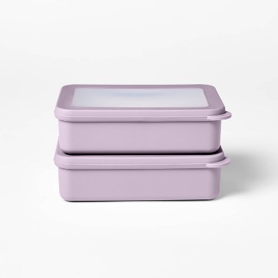 4pc (Set of 2) 3c Plastic Rectangle Food Storage Container Set Lavender - Figmint™