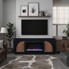 65" Veneer Fireplace TV Stand with Two Doors, Two Shelves, and Electric Fireplace Insert, Clove and Natural Walnut Finish - 3 of 4