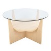 PAGED Modern U-Shaped 2-Tier Wooden Round Coffee Table with Clear Glass Top,Minimalist Design Tea Table Center Table for Living Room,Bedroom - 3 of 4