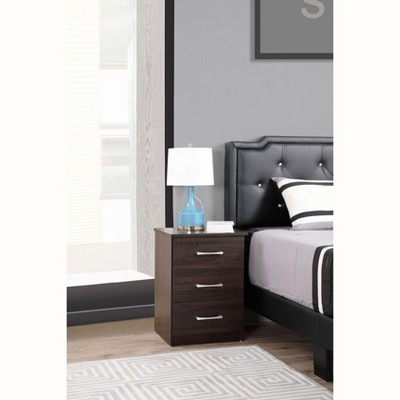 NicBex Contemporary Nightstand with 3 Drawers and Metal Handles Bedside Table End Table for Bedroom, Living room, Office, Brown