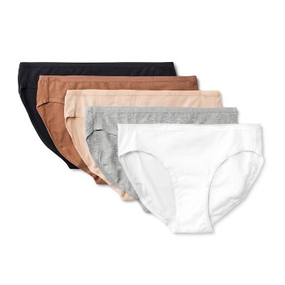 Women's 5pk Cotton Blend Bikini Underwear - Dealworthy™ Assorted Neutral M