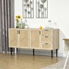 HOMCOM 61.5"L Buffet Cabinet, Rustic Sideboard with Storage Cabinets, Drawers and Adjustable Shelves for Living Room, Dining Room, Kitchen, Oak - 2 of 4
