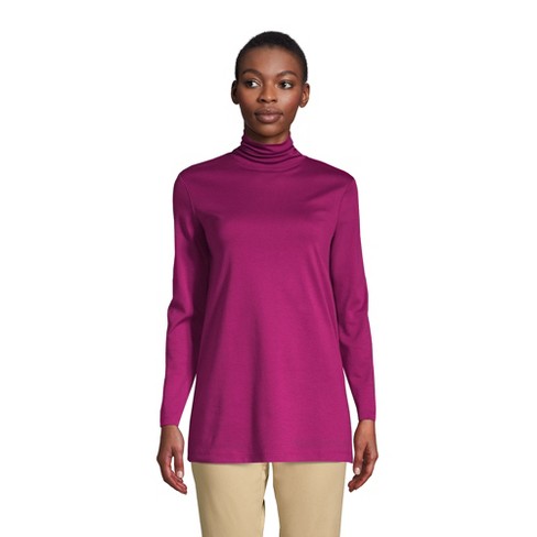 Lands End Lands End Women s Tall Supima Cotton Turtleneck Tunic Small Tall Fuchsia Plum Small Tall Fuchsia Plum