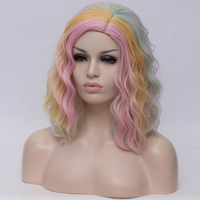 Unique Bargains Curly Wig Human Hair Wigs for Women 14" with Wig Cap Shoulder Length Wig, 3 of 7
