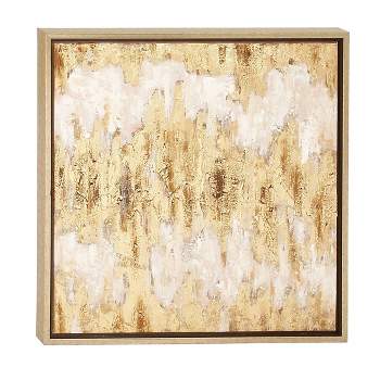 Modern Canvas Abstract Framed Wall Art With Gold Frame Gold ...
