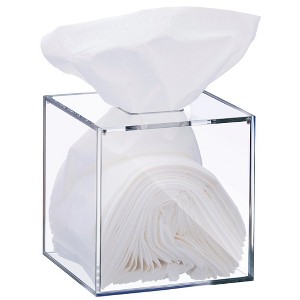 Clear Tissue Box, Acrylic Facial Tissue Box Holder Bathroom Tissue Holder, Modern Tissue Dispenser Decorative Box - Elavain - 1 of 4