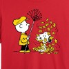 Women's - Peanuts - Charlie Brown Snoopy Fall Leaves Cropped Graphic T-Shirt - 2 of 4