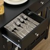 Sideboard Buffet Cabinet, Accent Kitchen Cabinet with Glass Doors, Adjustable Shelf and 2 Drawers for Kitchen, Black - 3 of 4