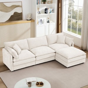 KWPZQEB 105" Cloud Sectional Couches for Living Room, Convertible L-Shape Couch with Ottoman, 3 Seater Modular Sectional Sofa - 1 of 4