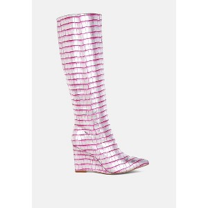 Bass Head Croco Metallic Long Boots - 1 of 4