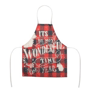 Unique Bargains Christmas Aprons Linen Red Black Beige 21.65"x26.77" 1 Pcs - 1 of 4