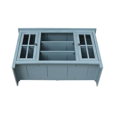 Elegant Gray 53" Solid Para Wood TV Stand with Cabinet Doors