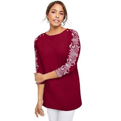 Jessica London Women's Plus Size Stretch Cotton Boatneck Tunic
