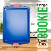 NutriChef 17” Non Stick Baking Pan, Large Blue Cookie Sheet with Red Silicone Handles - 2 of 4