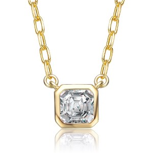 Asscher-Cut Stud Necklace with Clear Cubic Zirconia – A Classic and Elegant Design Featuring Sparkling Asscher-Cut Stones for Timeless Sophistication - 1 of 3