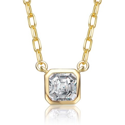 Asscher-Cut Stud Necklace with Clear Cubic Zirconia – A Classic and Elegant Design Featuring Sparkling Asscher-Cut Stones for Timeless Sophistication - image 1 of 3