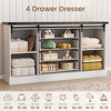 Zstar 4 Drawer Dresser for Bedroom, 59" Farmhouse Wood Dressers with Sliding Barn Doors & Large Drawers - 3 of 4
