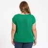 Women's Plus Size Contrasting Colors Keyhole Tulip Sleeve Summer Casual Blouses - GRACE & GRANDEUR - 3 of 4