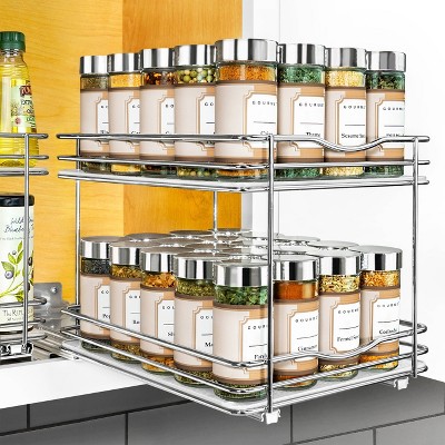 Lynk Professional Slide Out Vertical 8.25" Double Metal Spice Rack Silver: Pull Out Kitchen Storage Organizer, Chrome-Plated — фото 2