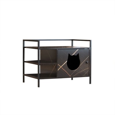 Metal Wood Sturdy Structure Large Pet Crate Nightstand Easy Assembly Litter Box Enclosure Storage Cabinet Cat Litter Box Enclosure Furniture