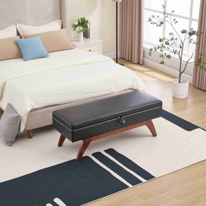 CAVINAS Rectangular Storage Ottoman Bench,Upholstered Ottoman with Solid Wood Feet for Living Room,Bedroom - 1 of 4