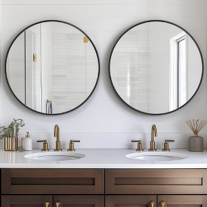 Dovelina Round Aluminum Framed Bathroom Vanity Mirror Hanging Mirror（Set of 2) - 1 of 4