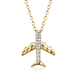 Ross-Simons 0.10 ct. t.w. Diamond Airplane Necklace in 18kt Gold Over Sterling - 1 of 3