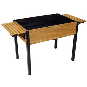 XIYUYEU Raised Garden Bed with Folding Storage Shelf Elevated Wood Planter Box for Herbs Vegetables, Flowers, Outdoor, Indoor - 1 of 4