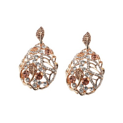 SOHI Women's Chestnut Brown Abstract Leaf Drop Earrings