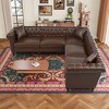 GDFStudio Ellerslie 99.4"W  Faux Leather L-Shaped Chesterfield Sofa with Rolled Arms and Nailhead - 2 of 4