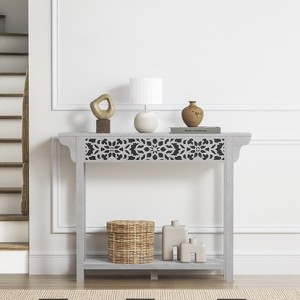 Galano Carved Wood Console Table with Bottom Shelf 43" W × 12" D × 33" H - 1 of 4
