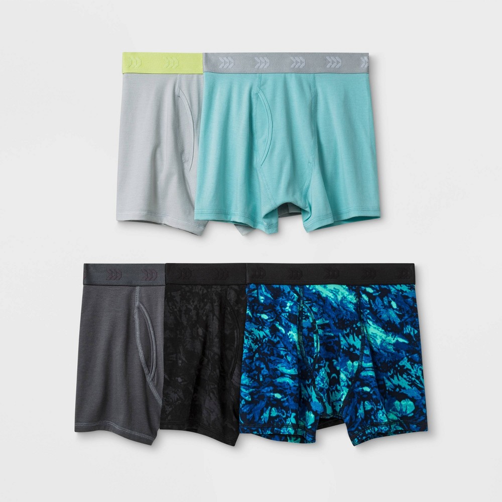 Boys' 5pk Printed Boxer Briefs - All in Motion Gray L