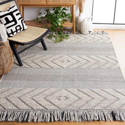 Ivory and Beige Handwoven Wool Cotton 3' x 5' Area Rug