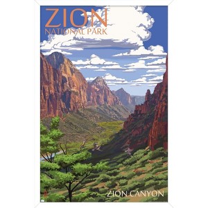 Trends International Lantern Press - Zion National Park, Utah, Zion Canyon View Framed Wall Poster Prints - 1 of 4
