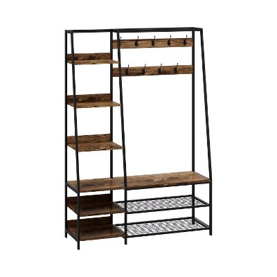 Rolanstar Garment Rack with Hanging Closet Organizer & Height Adjustab