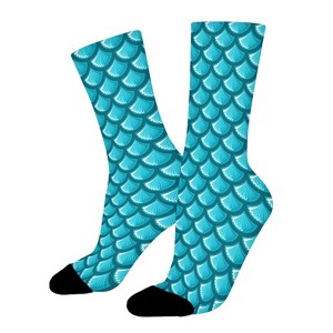 Fish Scales Pattern Women Printed Crew Socks Funny Funky Socks Soft Polyester Novelty Gifts for Artists Men - 1 of 1