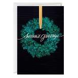 Hallmark 10ct 'Season's Greetings' Wreath Single Design Boxed Card Pack Black
