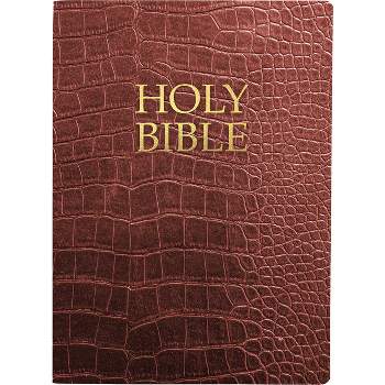 Kjver Holy Bible, Large Print, Walnut Alligator Bonded Leather, Thumb Index - (King James Version Easy Read Bible) by  Whitaker House (Leather Bound)
